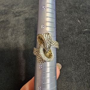 Vintage Effy sterling silver diamond knot ring sz 7